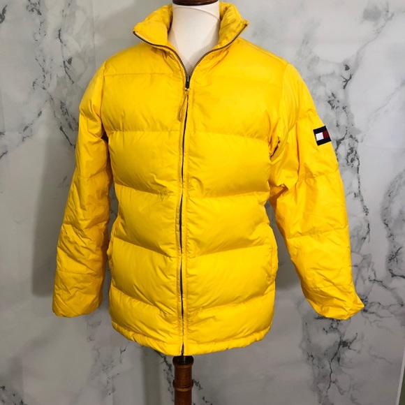 tommy hilfiger yellow puffer jacket